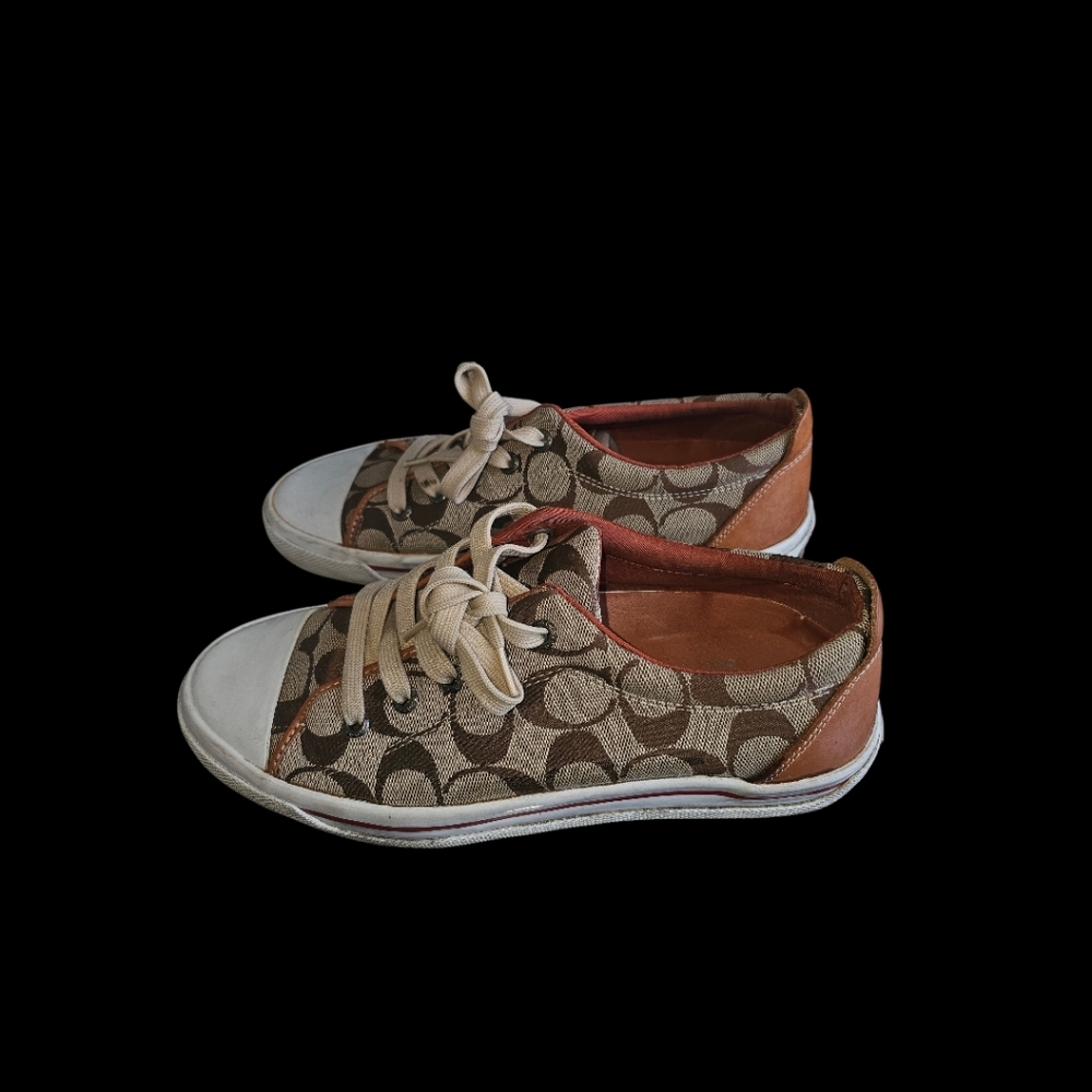 Coach Tan and Brown Signature Canvas Sneakers - Picture 4 of 12